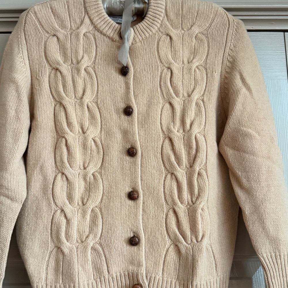 Camelot Vintage Lamb's Wool w/ Leather Button Cardigan